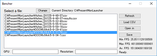 DX12VulkanUWPбΥե졼졼ȷ¬ġPresentMonLauncherפо졣äȤäƤߤ