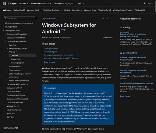 WindowsAndroidץȤWindows Subsystem for Androidפ2025ǯ3ǽλ